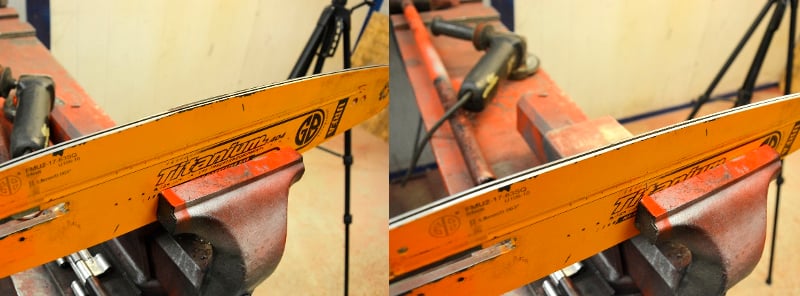 Check the bar rail for wear and grind the tops of the rails with a grinder.